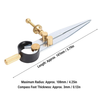 YUEHISY Spring Wing Divider Caliper, 4in Drafting Compass with Leather Creaser, Adjustable Lockable Tool, for Geometry Craft Work