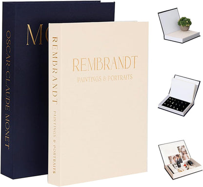 Vomktvcsr -Set 2 Decorative Books of Linen Covered Boxes Enhance Your Coffee Table,Bookshelf Decors,Aesthetic Fake/Faux