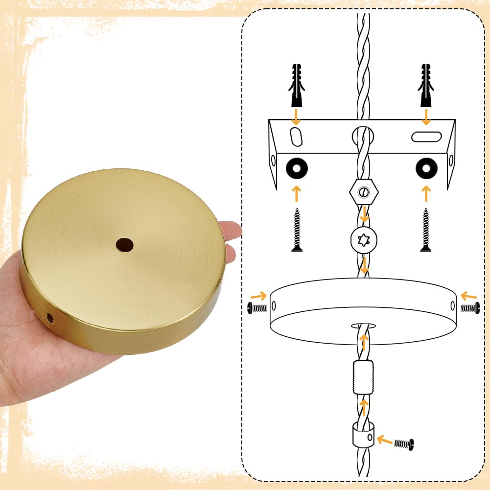 PH PandaHall 2 Sets 4.6 Inches Light Canopy Kit, Golden Round Modern Chandelier Ceiling Plate Replacement Iron Chandelier Canopy for DIY Project Lighting Fixtures Chandelier Pendant Wall Lamp