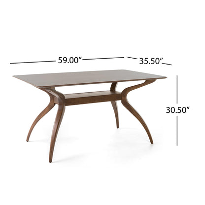 Christopher Knight Home Idalia Curved Leg Rectangular Dining Set, 5-Pcs Set, Natural Walnut / Mint