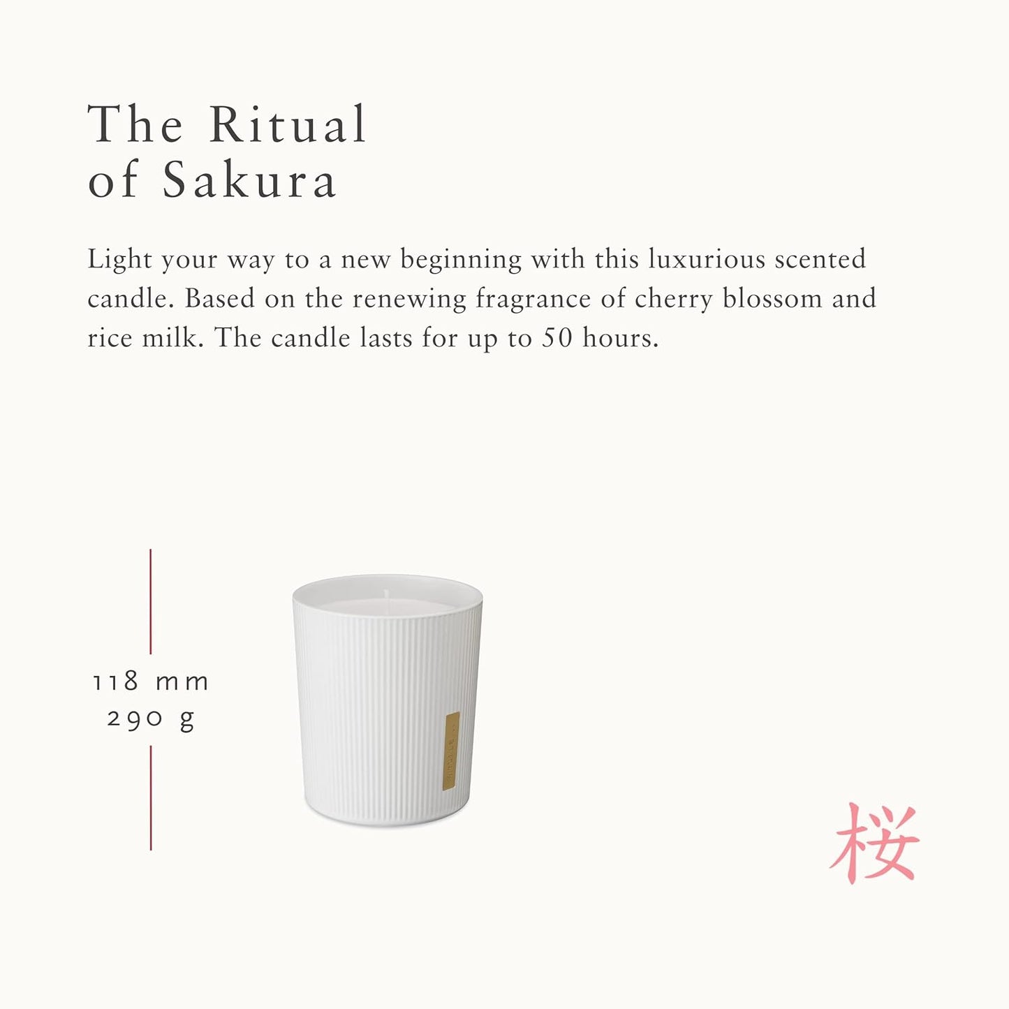 RITUALS Sakura Home Decor Scented Candle, 290g Cherry Blossom & Rice Milk