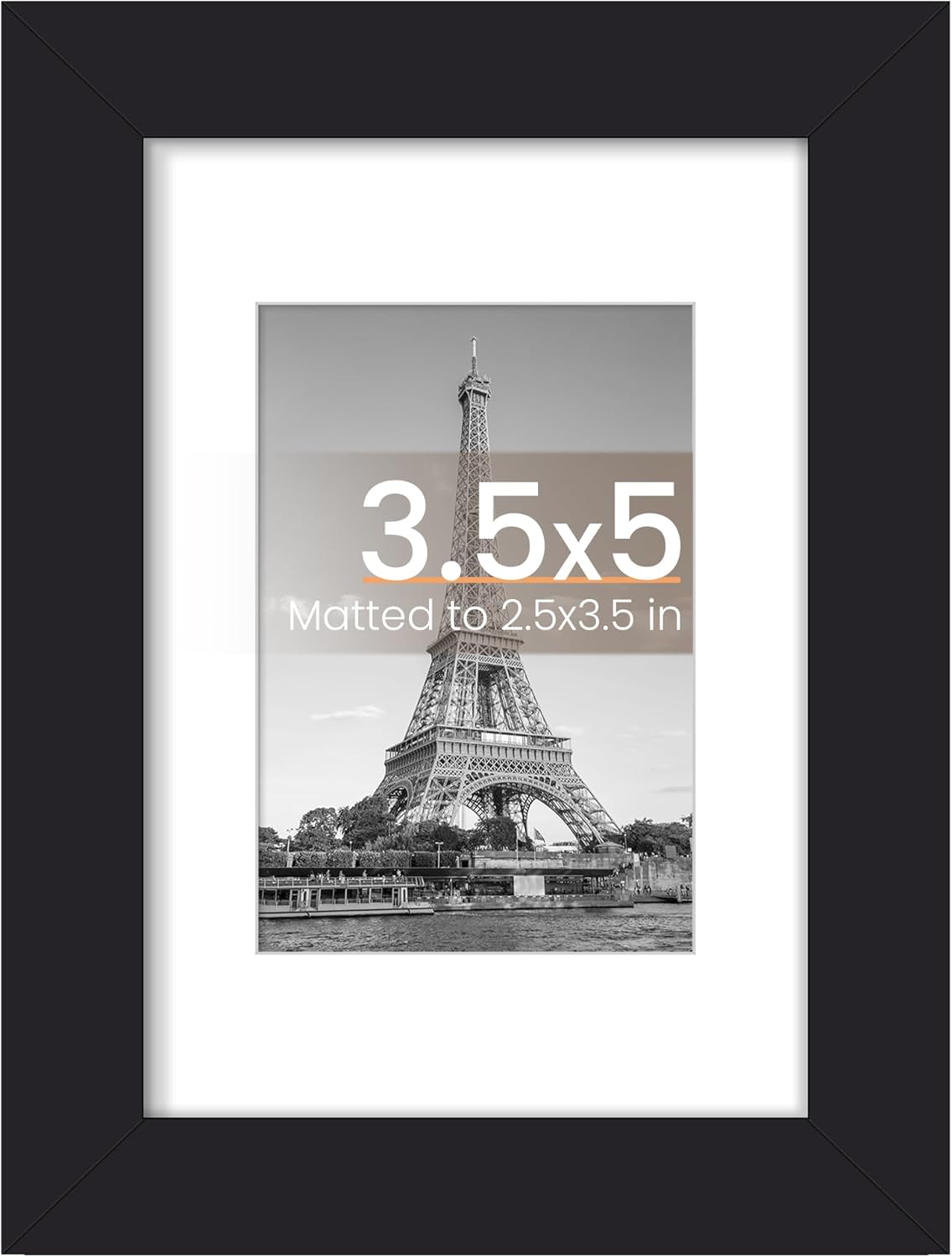 Upsimples 3.5x5 Picture Frame - Versatile Display for 2.5x3.5 or 3.5x5 Photos - Black, 1 Pack