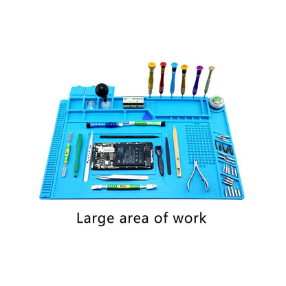TIMESETL S-160 Silicone Repair Mat Electronics Repair Mat Magnetic Repair Mat Silicone Soldering Mat Insulation Silicone Welding Pad for BGA and Gun Soldering Iron, Workbench, Cell Phone Laptop Repair