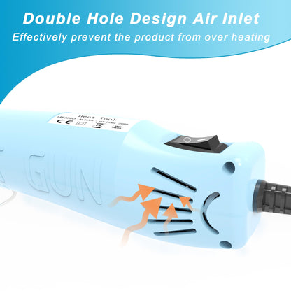 Heat Gun for Crafting, Mini Hot Air Gun Tool for Epoxy Resin, Shrunk Wrapping, Embossing, Electronics, Vinyl Wrap, Candle Making, Phone Repair & DIY - Blue