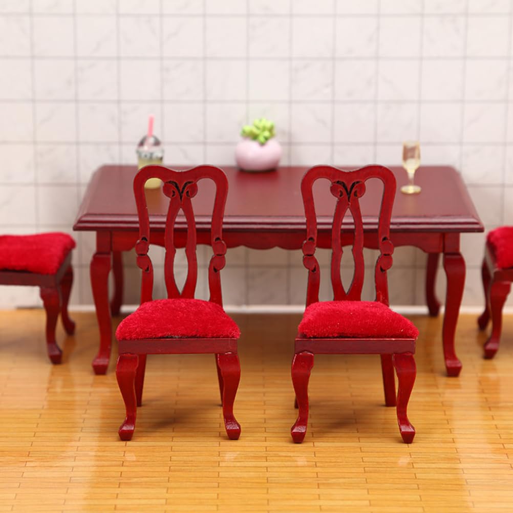 NUOBESTY 5-piece Miniature Tables and Chairs Set 1/12 Scale Dollhouse Dining Room Furniture for Decoration