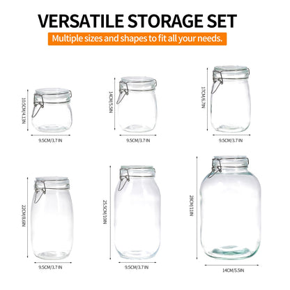 4 Pack 34oz Food Storage Jars with Airtight Lids, Preserving Seal Wire Clip Fastening Glass Containers, Canisters for Kitchen Organization, Flour, Cereal, Pasta, Sugar, Beans, Pickling Jars(34 Oz*4)
