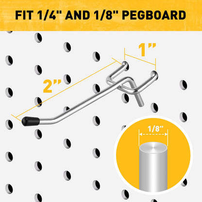 ELEAD 55-Piece 2 Inch Pegboard Hooks, Heavy Duty Peg Board Organizer Accessories, Peg Board Tool Hangers Fit for 1/4" and 1/8" Pegboard Hanging Tools Garage, Workshop, and Craft Storage