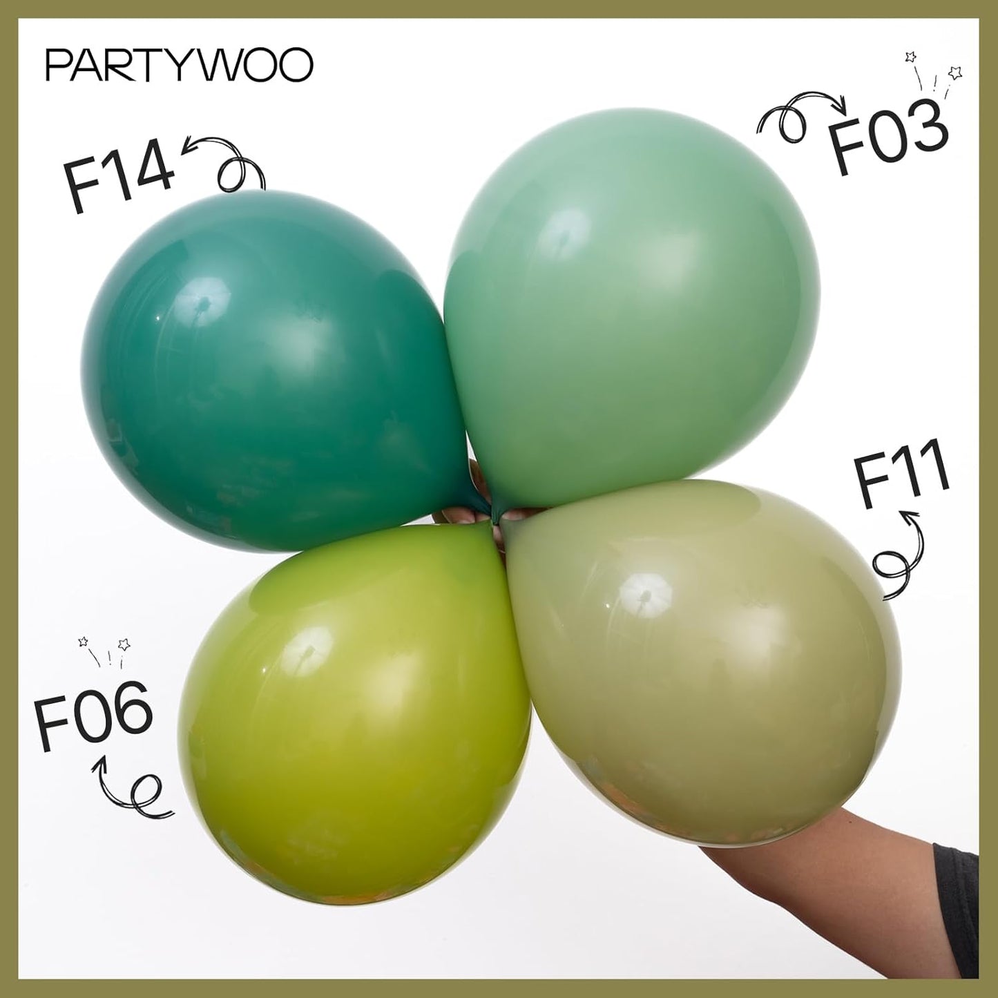 PartyWoo Sage Green Balloons - 127-Piece Latex Balloon Arch Kit for Weddings & Birthdays | Olive Boho Decor