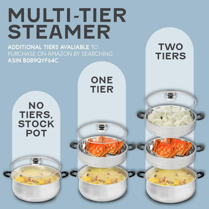 Concord 30 CM Stainless Steel 3 Tier Steamer Pot Steaming Cookware - Triply Bottom