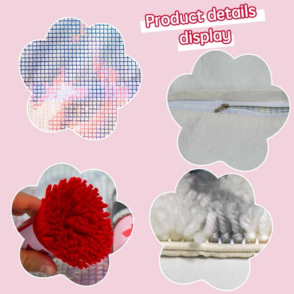DL-YTG Latch Hook Kits Pillow Horse Crochet Yarn Cushion Colour Pre-Printed Canvas Rug Needlework DIY Pillowcase Hook and Latch Kit Christmas Home Arts Crafts Sofa Decoration 42x42cm/17 X17