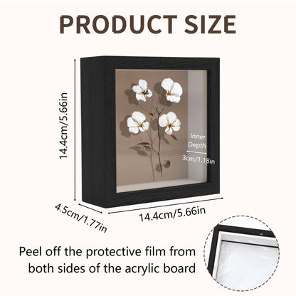 Shadow Box Frame Display Case 5×5 - 6 Pcs Black Display Case Box for Memorabilia, Medal, Wedding Memories, Crafts, Tickets and Photos & Picture Frame for Wall & Tabletop