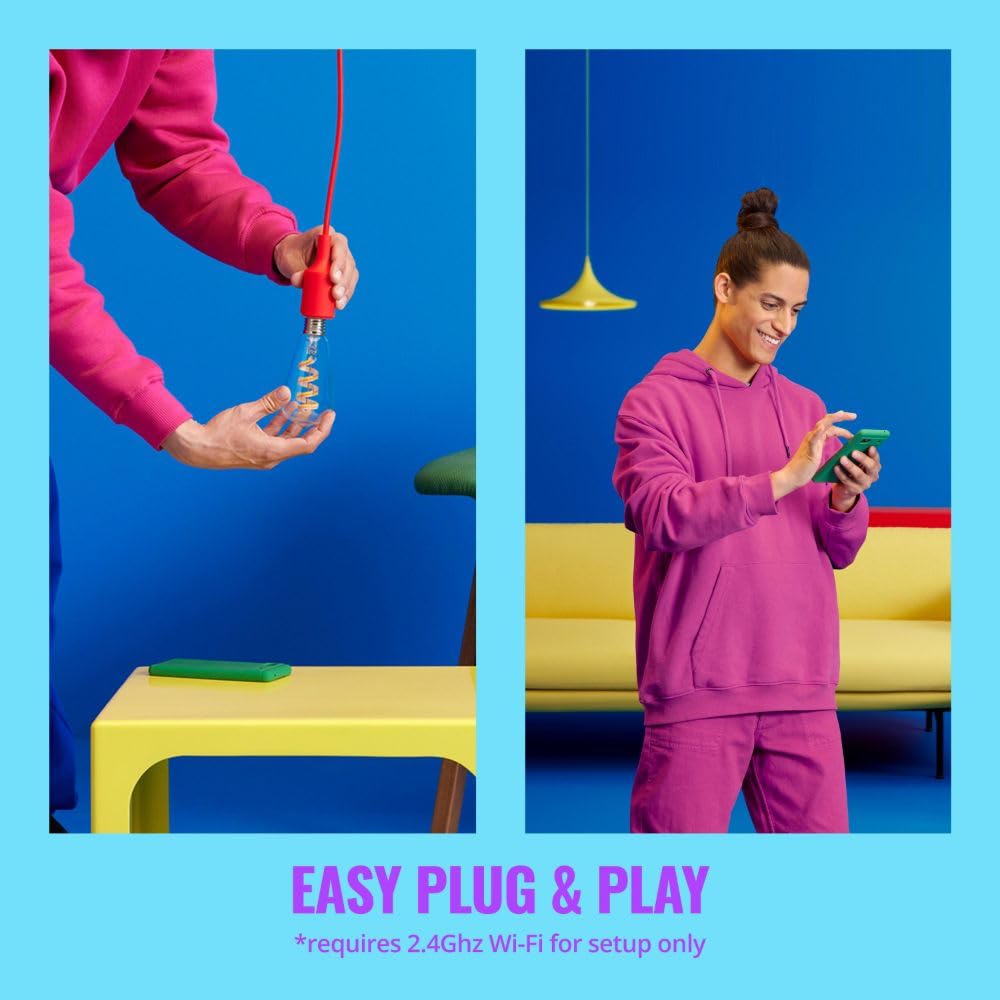 WiZ Clear 60W ST19 Tunable White Filament LED Smart Bulb - Pack of 6 - E26- Indoor - Connects to Your Existing Wi-Fi - Control with Voice or App + Activate with Motion - Matter Compatible