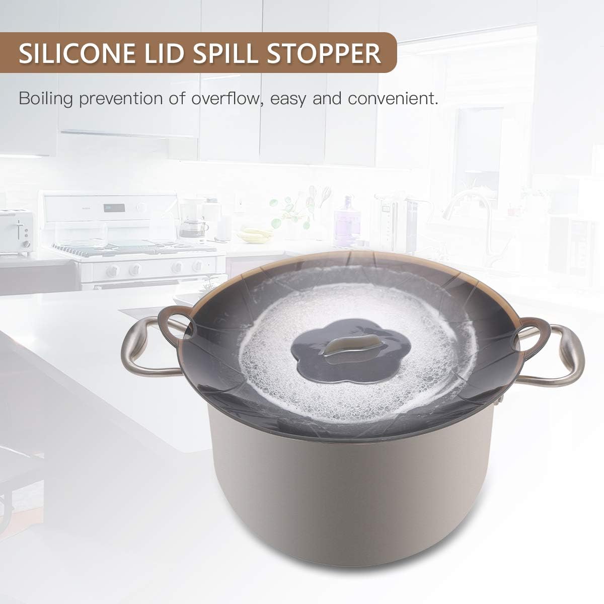 Silicone Spill Stopper Lid, Anti Spill Lid Cover, Multi-Function Kitchen Cooking Tool for Pots
