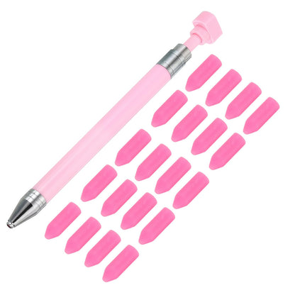 PATIKIL Diamond Art Pen with Wax, Diamond Art Accessories Refillable Wax Pen with 20Pcs Wax for Diamond Art Nail DIY Craft, Pink