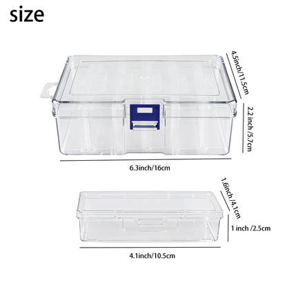 Kexinglu 14Pcs Bead Organizer Box, Plastic Organizer Box with Adjustable Dividers, Small Clear Diamond Storage Containers Rectangle Case with Hinged Lid for Jewelry Travel DIY Art Bracelet Craft Nail