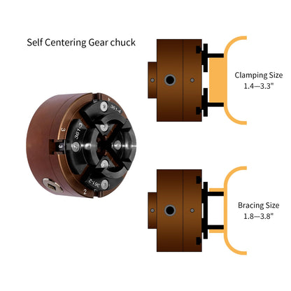 SIIIXS 4 Inch Wood Lathe Chuck Set 1"X8TPI Thread & 3/4"X16TPI Adapter, Self-Centering 4 Jaw Wood Turning Chuck