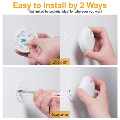 YUNLEX 2 Pack Motion Sensor Night Light, 2 Light Sources, 3 Light Modes, Night Light for Stairs, Bathroom, Bedroom, Hallway, Kitchen, Amber