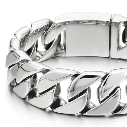 COOLSTEELANDBEYOND Masculine Mens Stainless Steel Large Link Curb Chain Bracelet, Polished