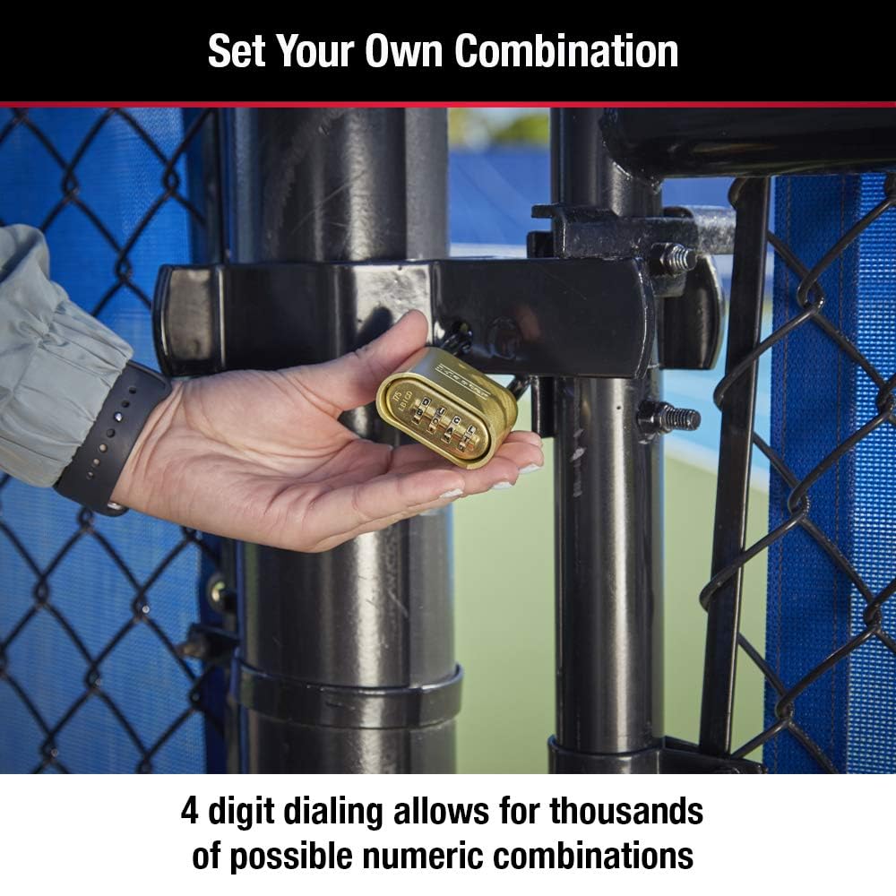 Master Lock Brass Combination Padlock for Indoor and Outdoor use with Resettable Combination for Gym Locker, Gate, Fence, or Shed Lock, 175D