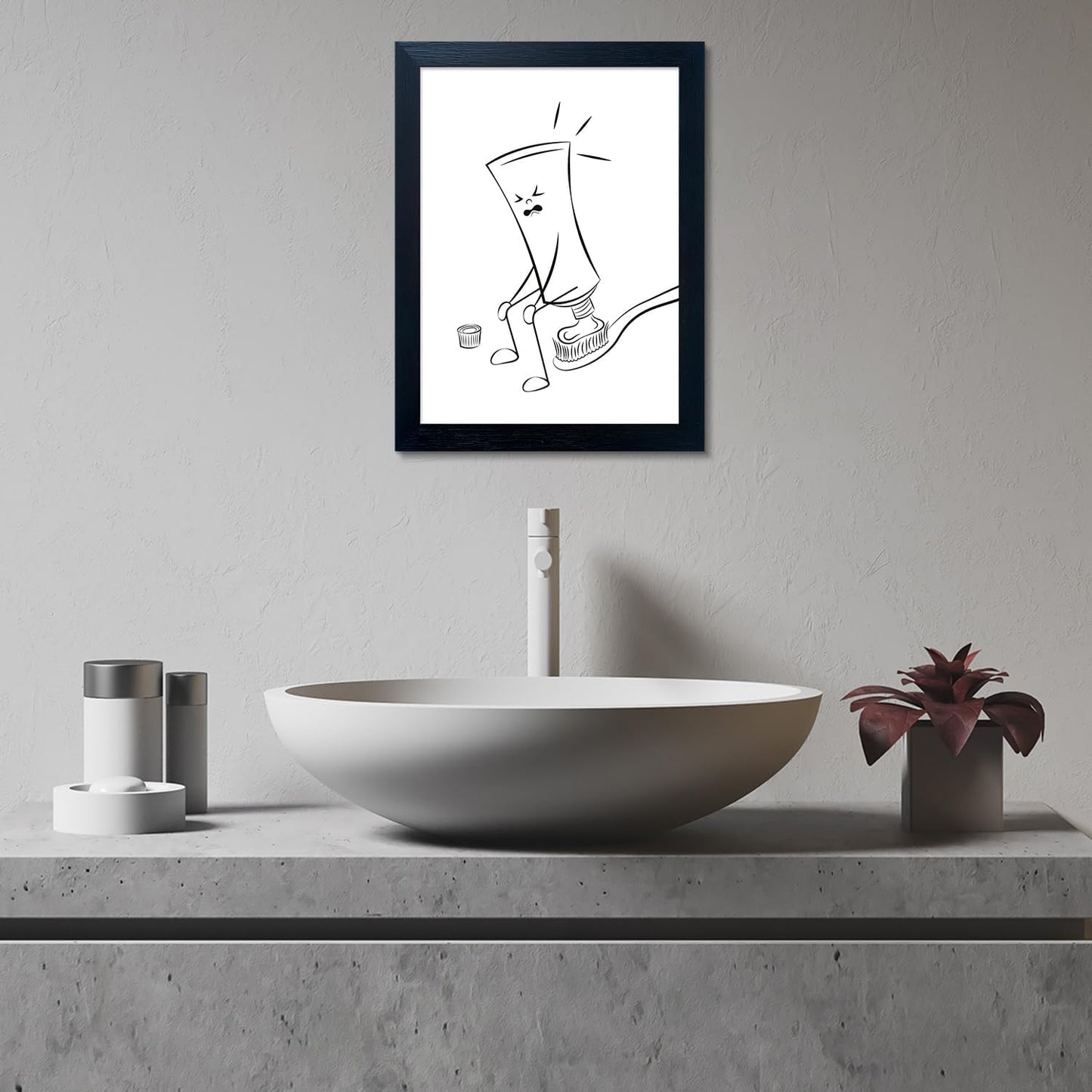 Regine Switzerland Black and White Bathroom Wall Art - Funny Minimalist Toilet Decor | Framed Canvas Print