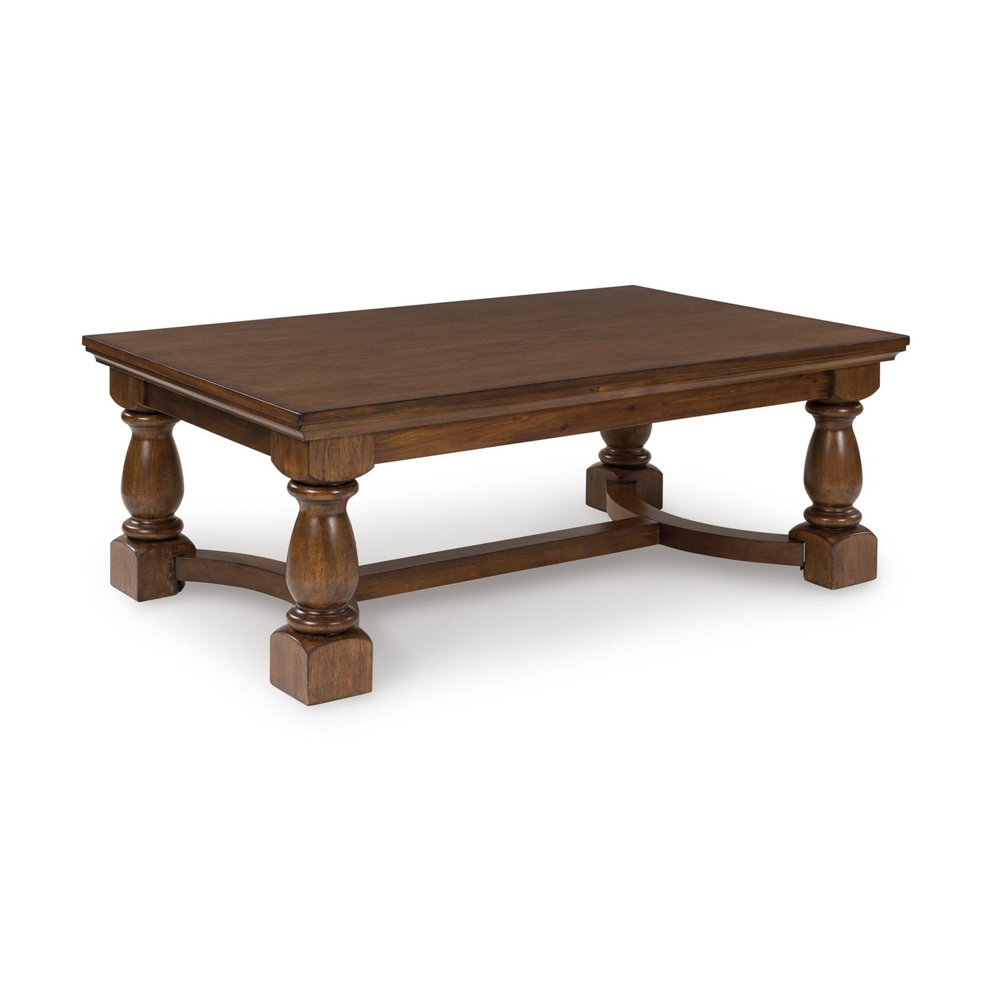 Signature Design by Ashley Sturlayne Transitional Coffee Table with Trestle Base, Dark Brown