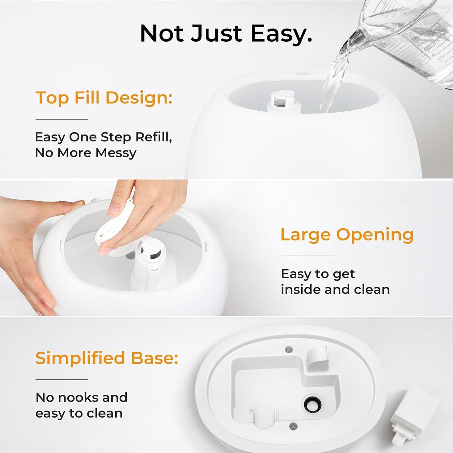 20dB 7 Mode,3L BOXING Top Fill Humidifiers for Bedroom Baby with Easy Remote, Quiet Cool Mist Air Humidifier for Large