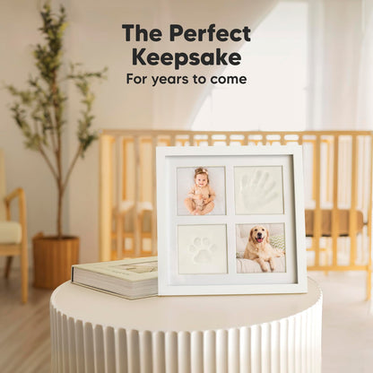 KeaBabies Baby Hand and Footprint Kit - Baby Footprint Kit, Clay Handprint Keepsake Frame, Pets Paw, Newborn Collage Picture Frame, Personalized New Mom Gifts for Showers & Registry (Alpine White)
