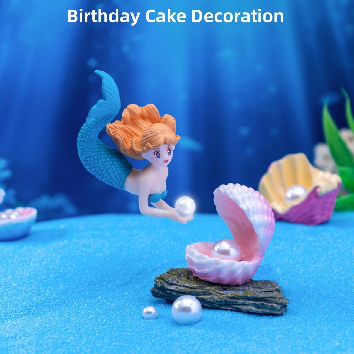 Mermaid Fairy Garden Accessories，Miniature Mermaid Figurines for Crafts, Terrarium, Miniature Moss Landscape Decorations, Birthday Cake Decoration， Car Decor， Party Supplies, Ideal Gifts, 4 Pcs