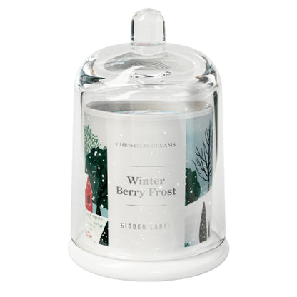Hidden Label Winter Berry Frost Scented Candle, 10oz Natural Soy Wax in Clear Bell Jar, 60Hours Long-Lasting, Clean Burn, Non Toxic, Aromatherapy Candles for Home, Gifts for Women, Family, Holiday