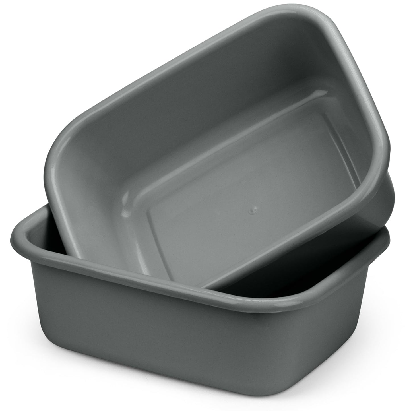 DecorRack 2 Plastic Wash Basins, Large 10 Quart Graduated Bucket, Portable Washbasin for Washing, Cleaning, Foot Bath, Dishes, Face Cleansing Bowl, Gray (2 Pack)