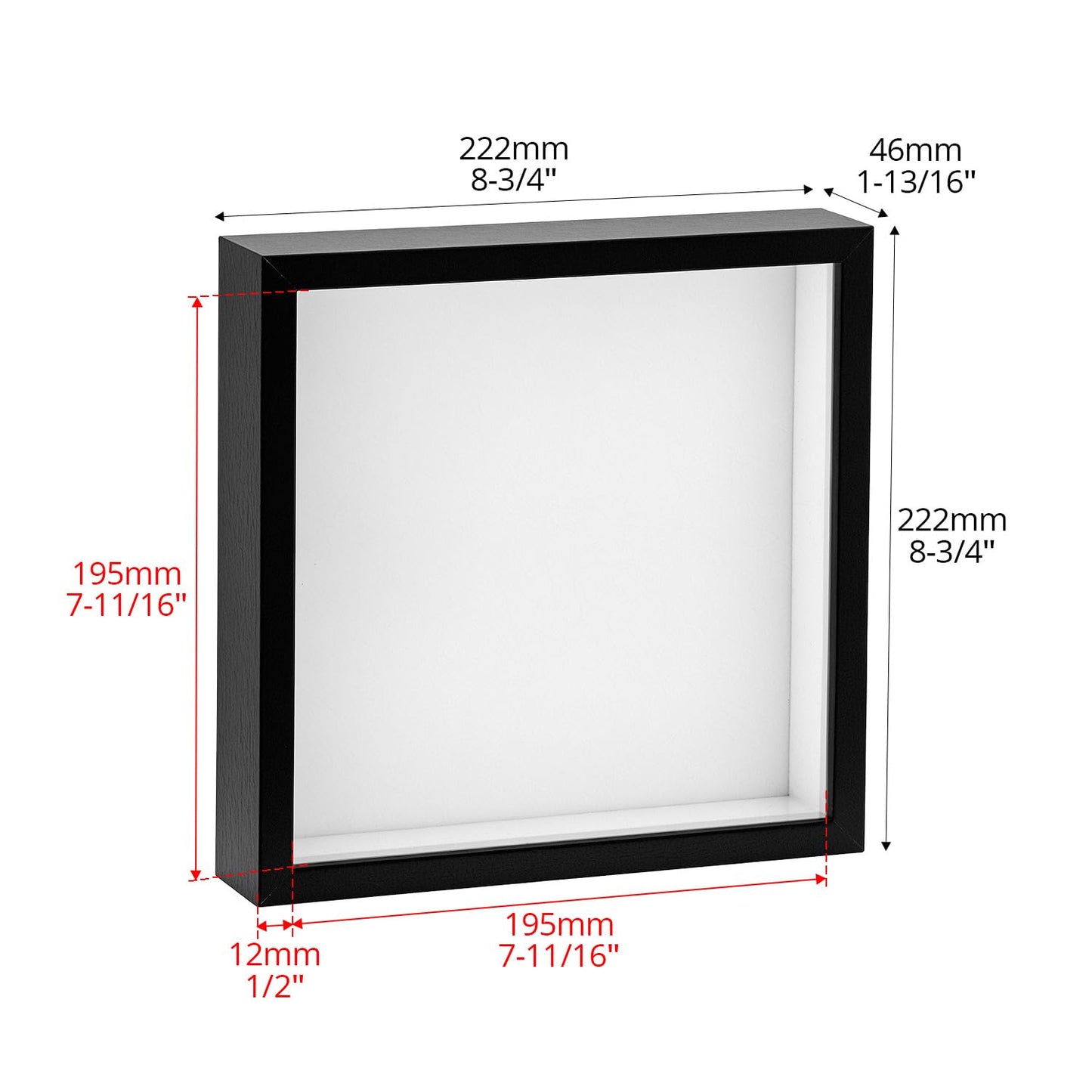 QWORK 8" x 8" Shadow Box Picture Frames, MDF Wood with Acrylic Front, 2 Pack Square Shadow Boxes Display Cases for Photos, Crafts, and Keepsakes