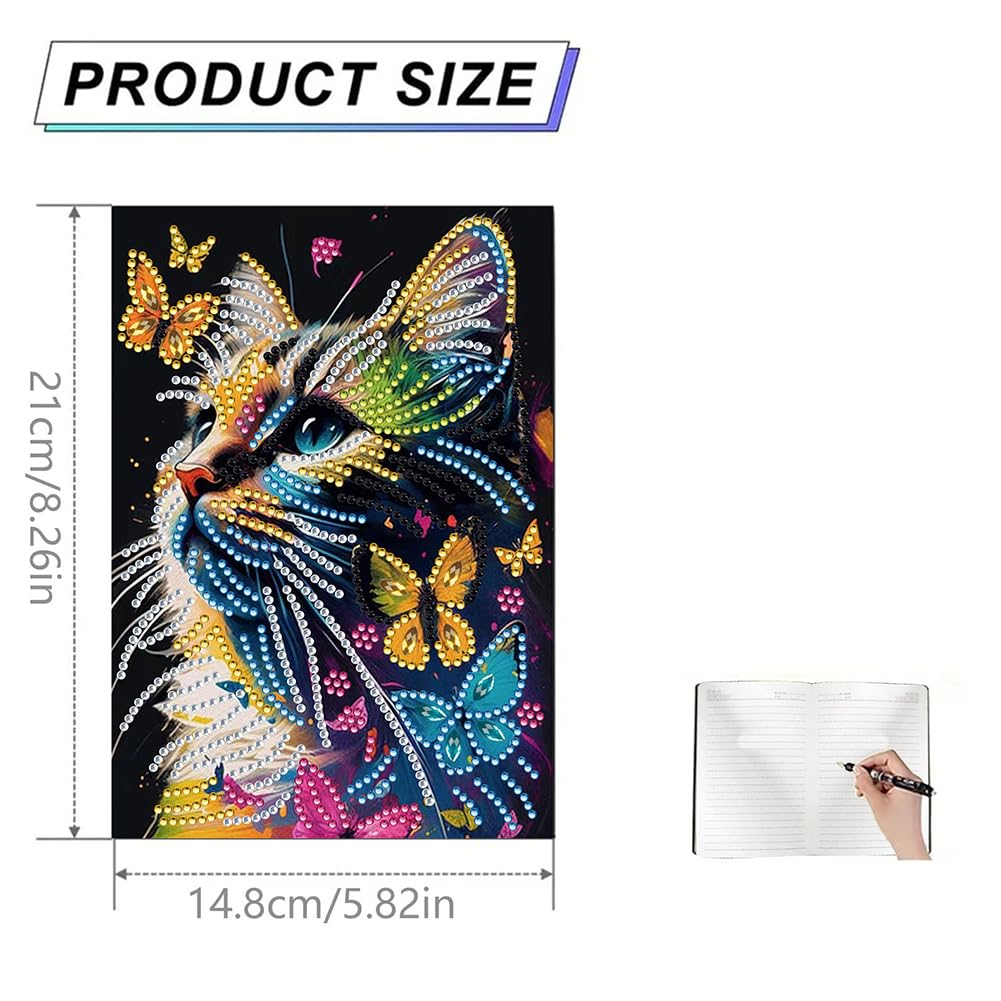5D DIY Diamond Painting Notebook Art Kits for Adults Beginners Cover Leather Diamond Painting Sketchbook Flower Diamond Art Hardcover Dairy Book Festival Birthday Gift 8.26x5.7 in (Blue-04)