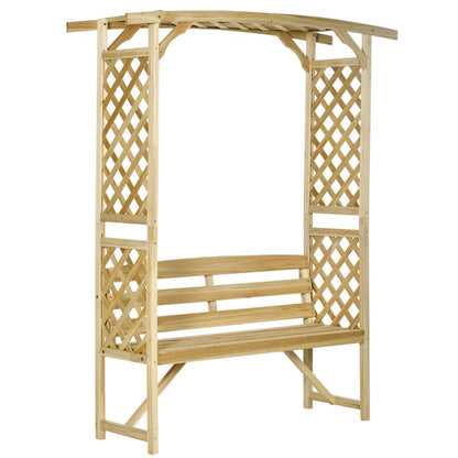 NAAMOTOMOX Patio Garden Arbor with Bench, Wooden Outdoor Bench w/Pergola, Side Trellis for Vines & Climbing Plants, 2-Person Outdoor Wood Seating for Patio, Backyard, Parks