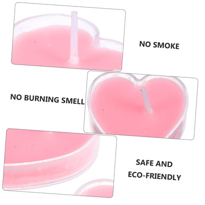 Anneome 9Pcs Heart Shaped Scented Candles Pink Rose Eco Friendly Tea Light Candles for Home Wedding Romantic Decoration Safe No Smoke