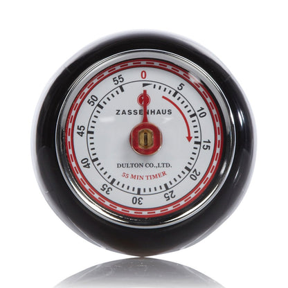 Zassenhaus Magnetic Retro Kitchen Timer, Classic Mechanical Cooking Timer (Black)