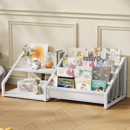 2 4-Tier TCW16WB CHOEZON Kids Bookshelf, Book Shelf for Kids Rooms, Toddler Bookshelf with Open Shelves and Sling Rack