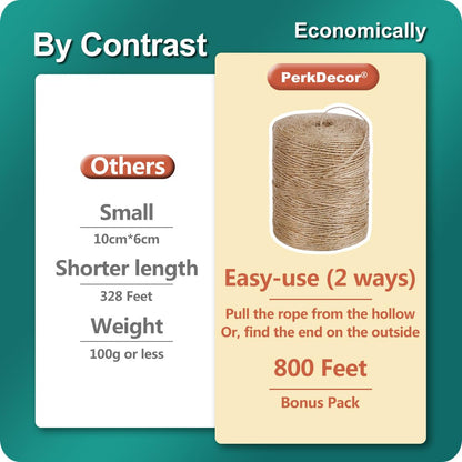 PerkDecor 10Pack 2mm Natural Jute Twine String 8000 Feet Long Twine String for Crafting Gardening Gift Wrapping Macrame DIY Home Decor (Brown-800Feet/Roll)