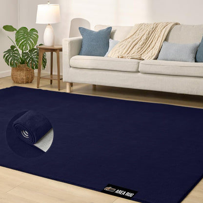 GORILLA GRIP Slip Resistant Soft Washable Stain Resistant Area Rug, 5x7, Plush Thick Carpet for Nursery, Bedroom, Living Room, Non-Shedding Floor Rugs, Kid and Pet Friendly, Baby Home Decor, Navy Blue