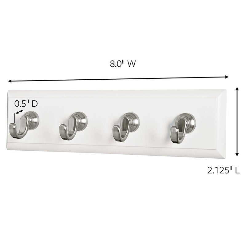 Command Key Rails, Total 2 Key Racks with 12 Command Strips, 2 Pack of 1 Rail, 4 Key Hooks on One Rail, Organize Damage-Free