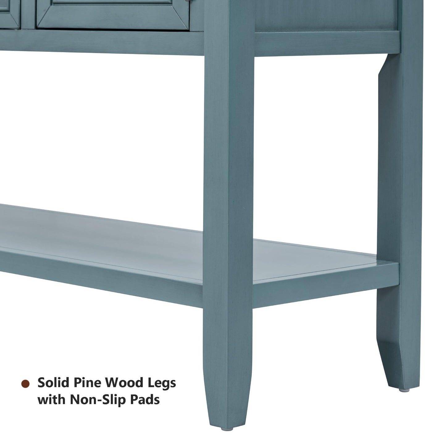Amposei Modern Farmhouse Wood Buffet 45-Inch Entryway Console Table with Storage, Sideboard Cabinet with Drawers & Shelf for Living Room Kitchen Hallway, Dark Blue