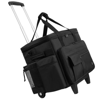 Timoxi Rolling Teacher Bag Built-in Hard Support Board, Rolling Briefcase with Detachable Trolley, Rolling bag with Laptop compartment, Adjustable Shoulder Strap, and Ample Storage Space