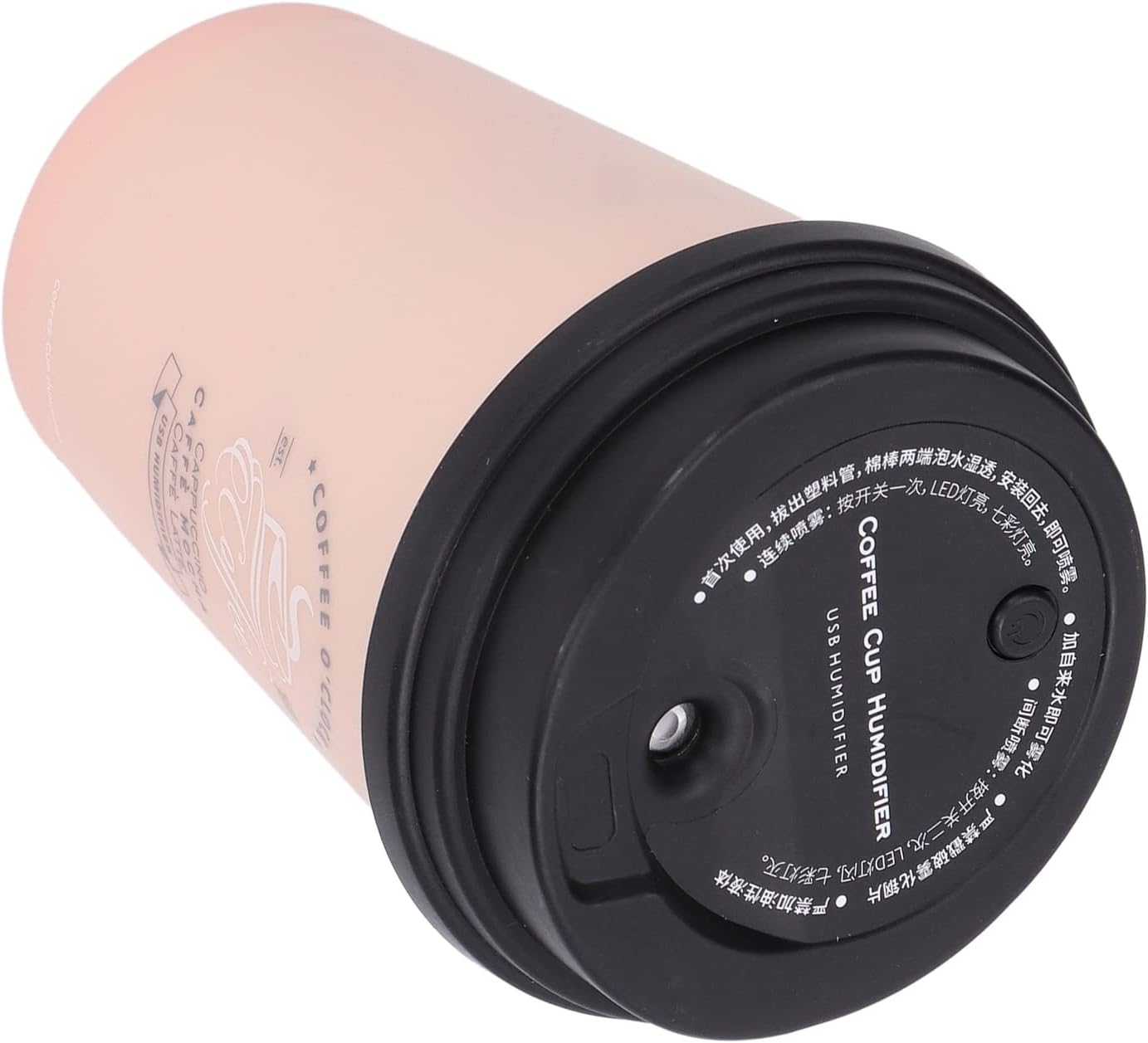 Desk Humidifier, USB 300ml Coffee Cup Low Noise Auto Off Mini Humidifier for Car (Pink)