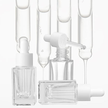ZSAEYPHE 8 Pack Clear Square Glass Dropper Bottle 30ml Square Glass Essential Oil Bottles Refillable Vial Container for Perfume Travel(Clear-White Lids)