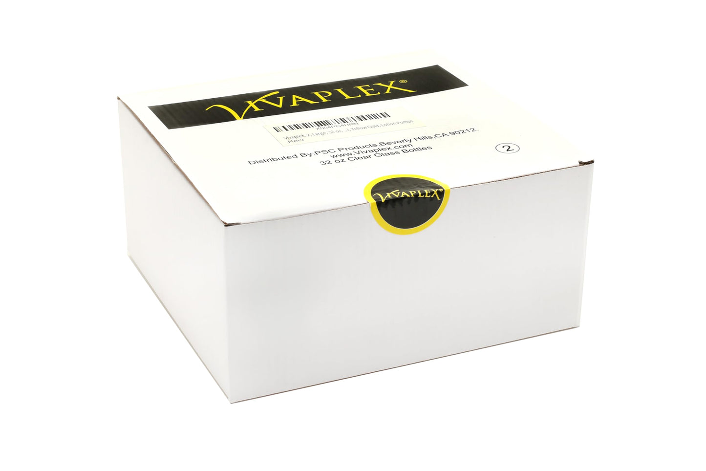 Vivaplex, 2, Large, 32 oz, Empty, Clear Glass Bottles with Stainless Steel, Yellow Gold, Lotion Pumps