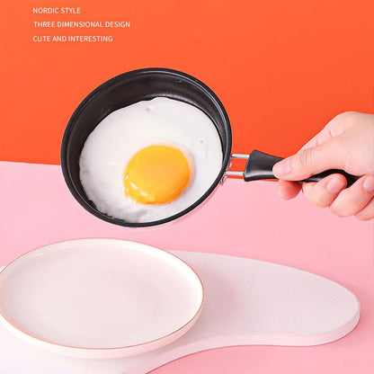 Mini Frying Pan, Stainless Steel Eggs Pancakes Induction Pot, Round Breakfast Small Fry Egg Pan with Long Handle