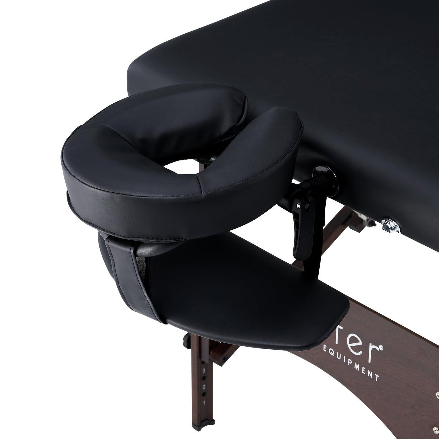 Master Massage Argo 28" Portable Massage Table with Walnut Legs – Spa Bed, Lash Table, Tattoo Bed, Beauty Bed – Black