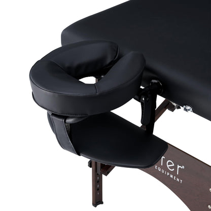 Master Massage Argo 28" Portable Massage Table with Walnut Legs – Spa Bed, Lash Table, Tattoo Bed, Beauty Bed – Black