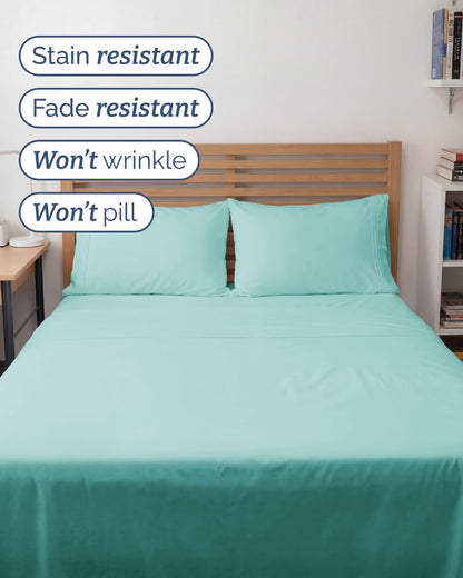 Skiennix Full XL Bed Sheet Set - Soft, Breathable & Cooling 4-Piece Luxury Bedding - Deep Pockets, Spa Blue