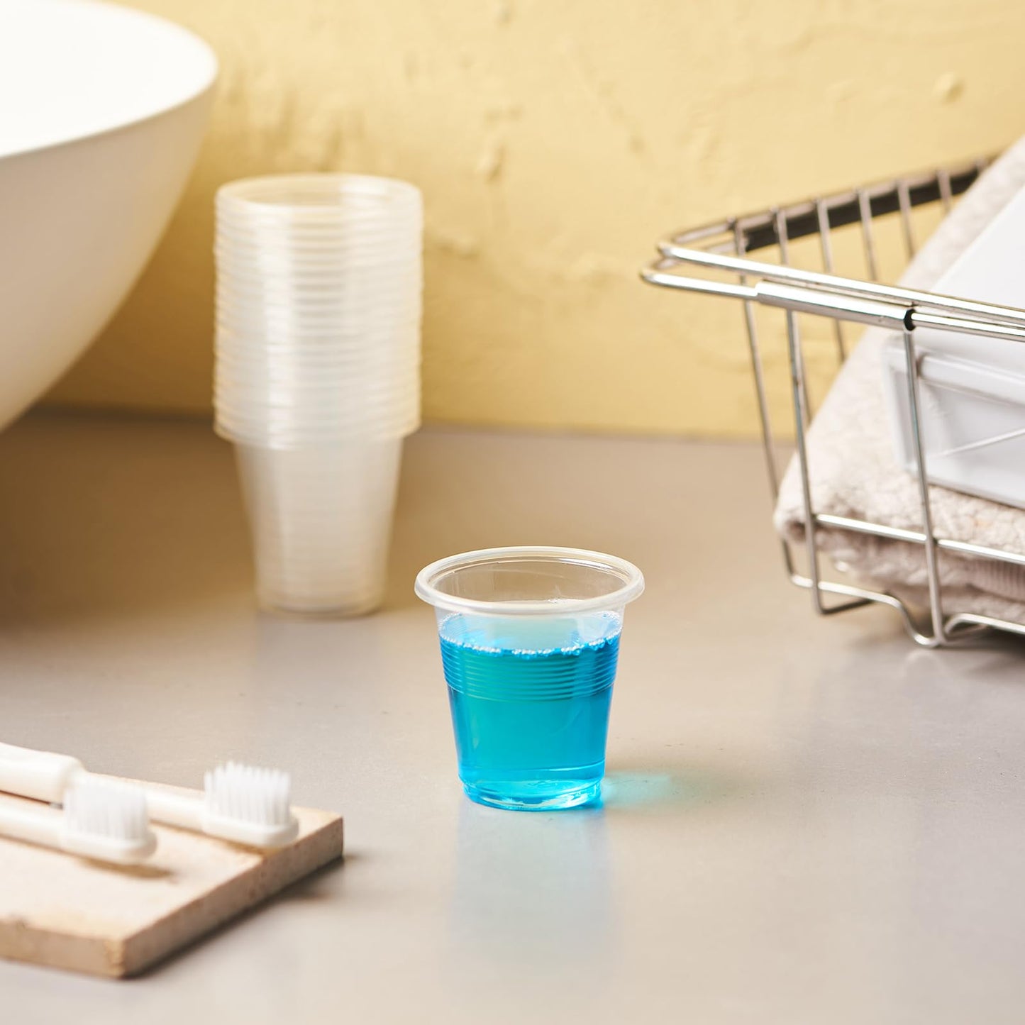 Jaluxing 500 Pack 3.5 OZ Clear Plastic Cups, Small Disposable Mouthwash 3.5 Ounce Bathroom Cups (Formerly FULING)