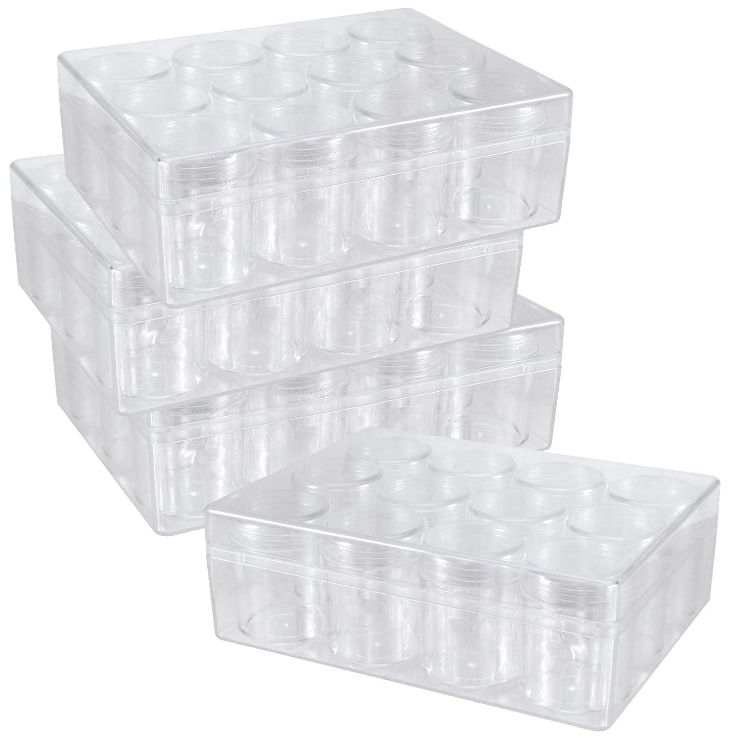 SEHOI 4 Pack 12 Grid Clear Plastic Jewelry Box Organizer,5D Diamond Embroidery Painting Accessories Storage Box,Small Bead Storage Containers for Bead Gem Nail Glitter Slime